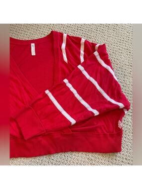 FP Movement Red Top Size Medium Cross Front Layer Jersey Crop Athleisure Cotton